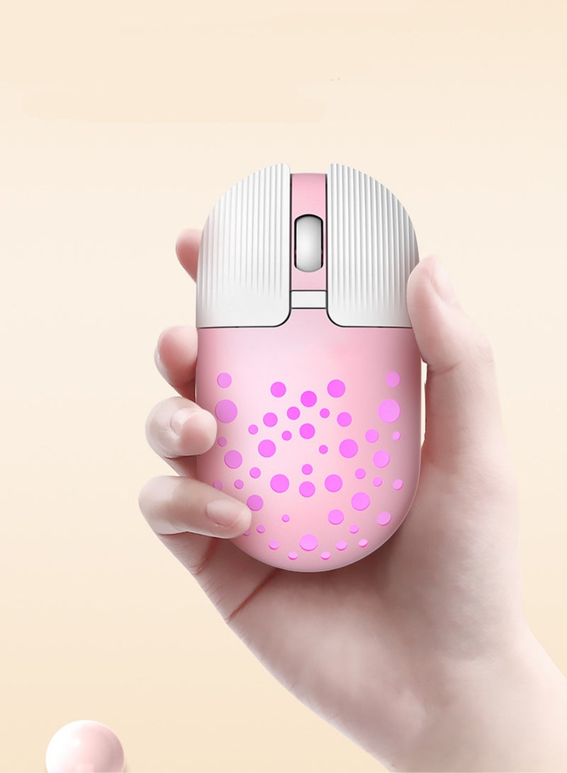 Wireless Bluetooth Dual Mode Mouse Portable Rechargeable With Rgb Light, Suitable For Office Study (Pink) - Image 3